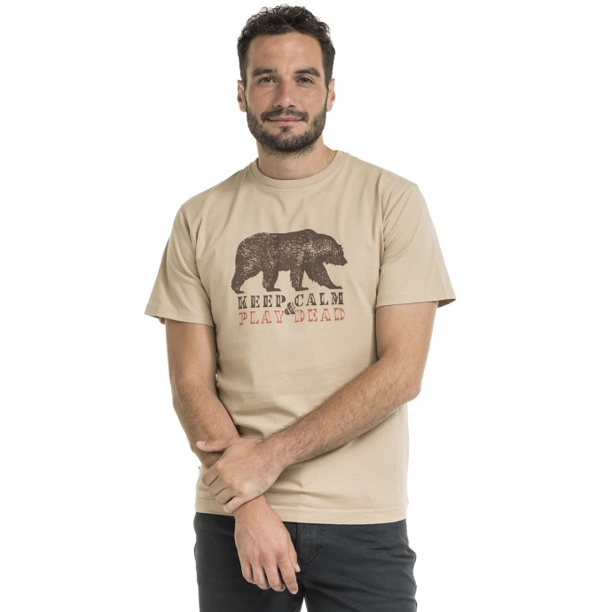 Tricou bărbătesc Bushman cu guler rotund, maro nisipos