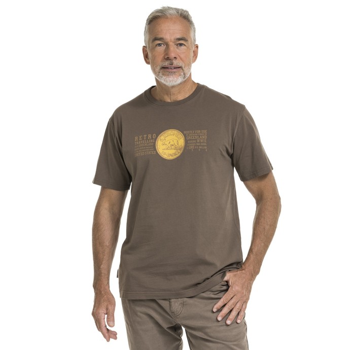 Tricou bărbătesc cu guler rotund, model Bushman, maro
