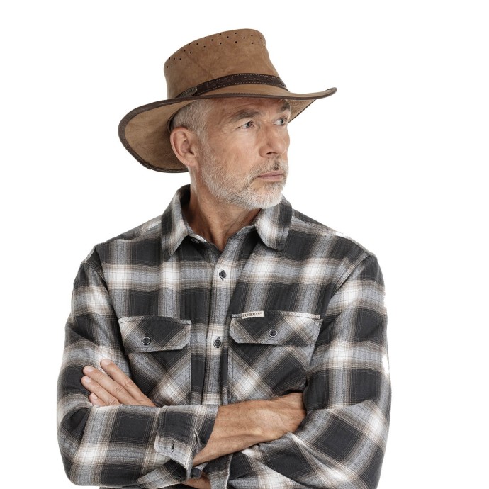 pălărie din piele maro pentru bărbați Bushman