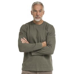 Tricou bărbătesc cu mânecă lungă, tricotat jacquard din bumbac, verde