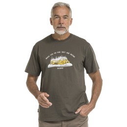 Tricou bărbătesc cu guler rotund, stil Bushman, kaki închis