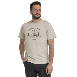 Tricou Bushman bărbătesc cu guler rotund, culoare piatră