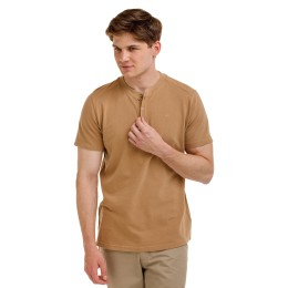 BUSHMAN Tricou bărbătesc henley din bumbac Gutu II, camel